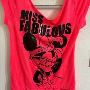 Disney’s Minnie Mouse Miss Fabulous Neon Pink Tee